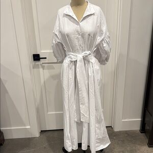 Chic White Long Sleeve Dress with Belt